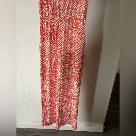 Calvin Klein| Groovy 70’s Style Wide Leg Jumpsuit in Bold Print—Size 4•••Coral - Picture 4 of 10